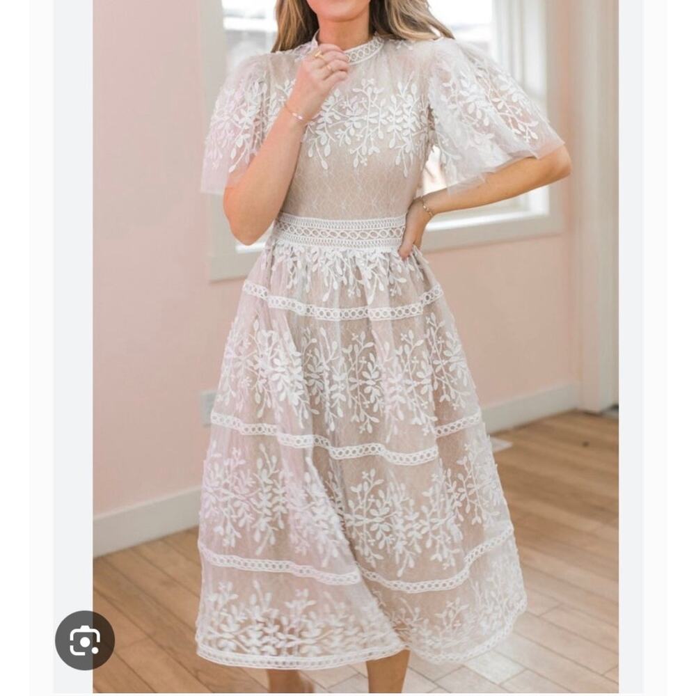 NWT Ivy City Co Sicily Dress With Flutter Sleeves White Size XS